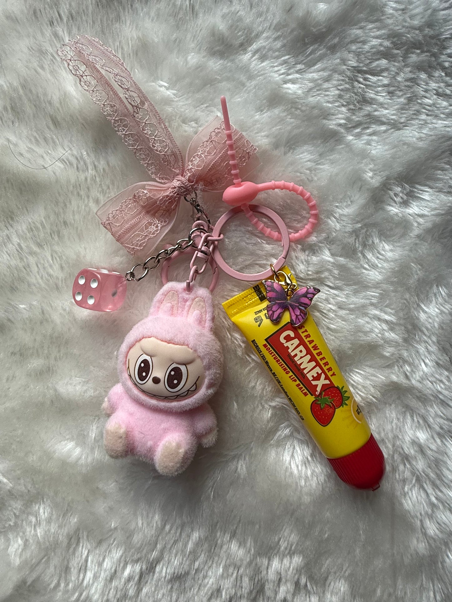 Large labubu lip balm charm