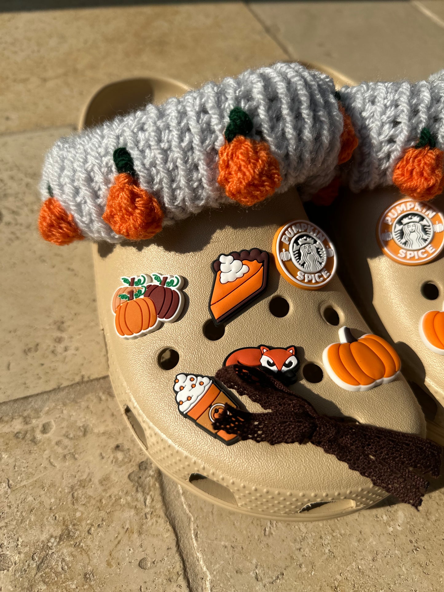 Crochet pumpkin strap cover