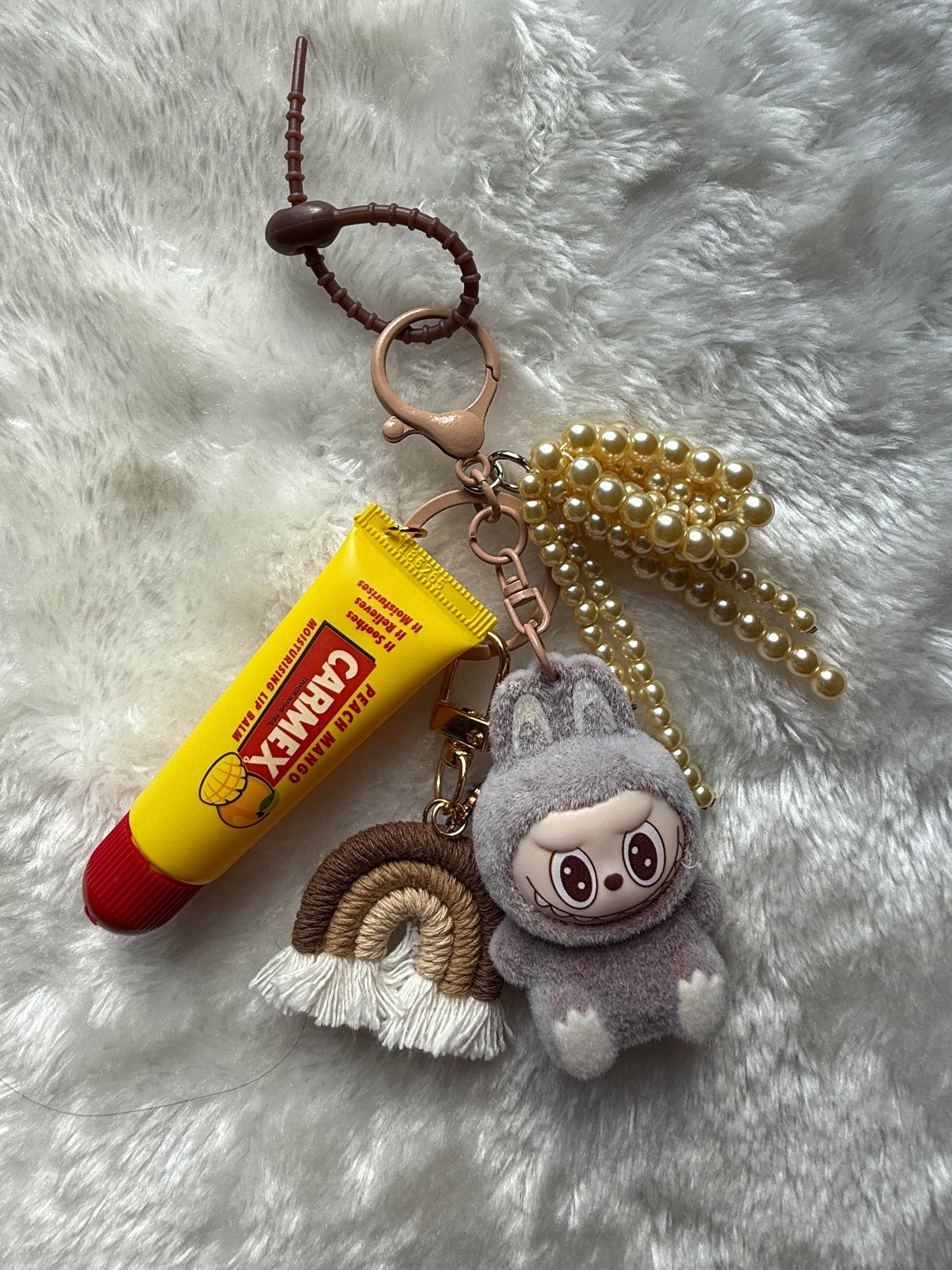 Large labubu lip balm charm