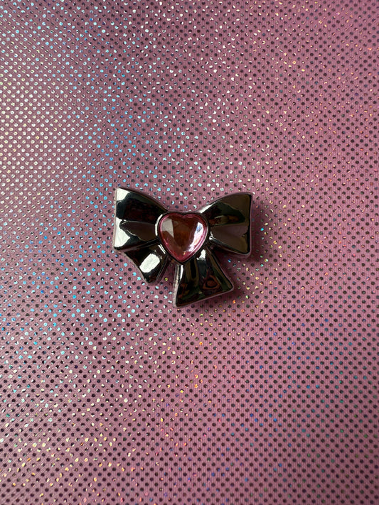 Silver Heart Bow