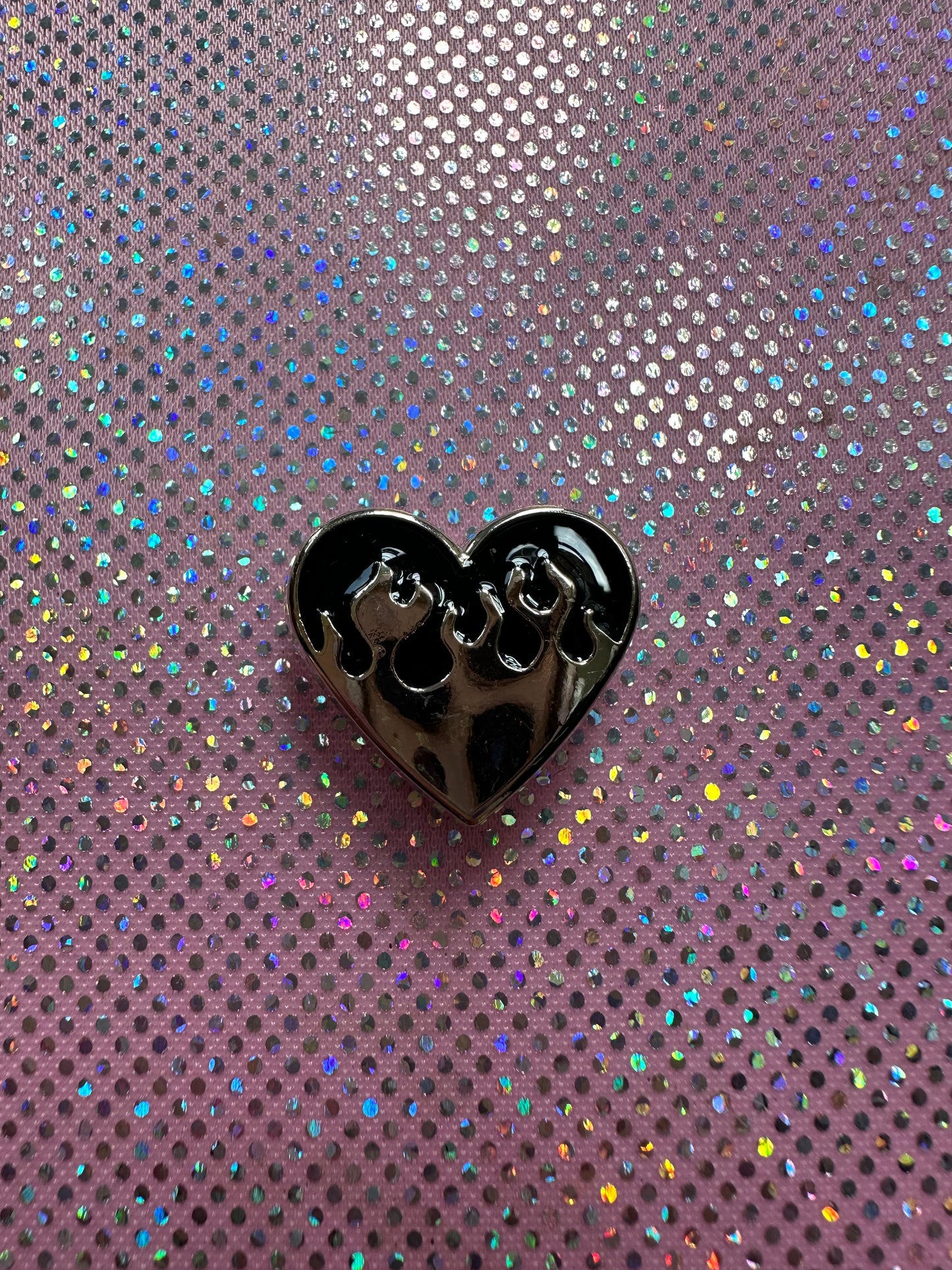 Silver and black flame heart