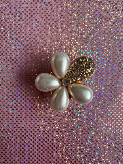 Diamanté Pearl flower gold