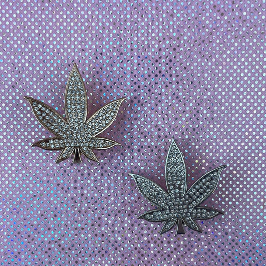 Diamanté weed leaf