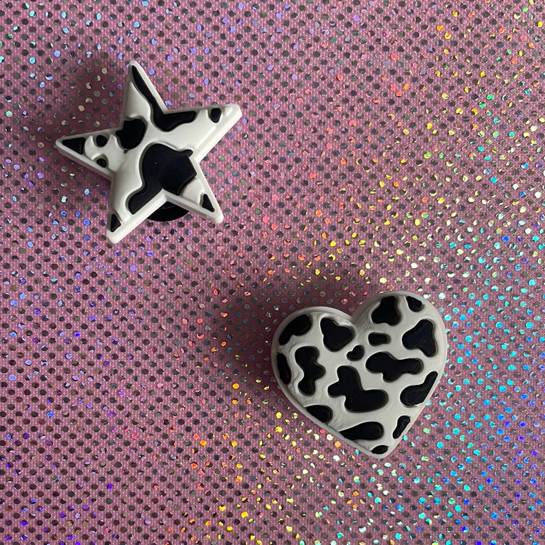 Cow print heart and star